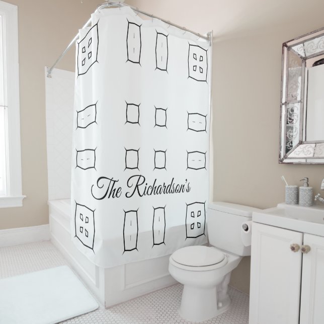 Black White Geometric Pattern | Minimal Abstract Shower Curtain (In Situ)