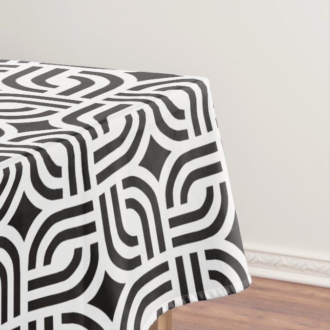 Black White Geometric  Pattern Tablecloth (In Situ)