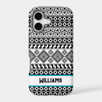 Black White Geometric Polynesian Tribal Monogram