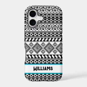 Black White Geometric Polynesian Tribal Monogram