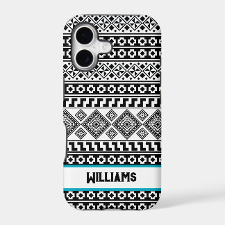 Black White Geometric Polynesian Tribal Monogram