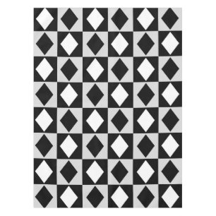 Black White Geometric Rhombus Diamond Tablecloth