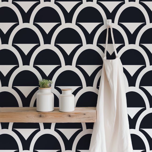 Black & White Geometric Scalloped Wallpaper (Creator Uploaded)
