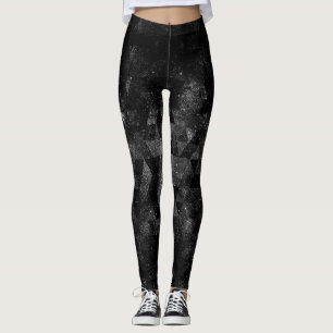 Black white geometric sparkly universe abstract leggings