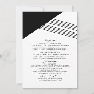 Black White Geometric Stripe Information Card