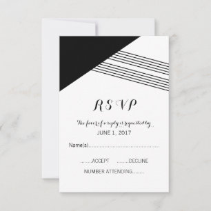 Black White Geometric Stripe Response Card