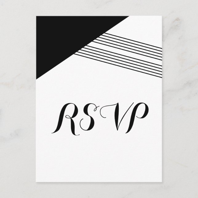Black White Geometric Stripe Response Postcard (Front)
