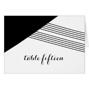 Black White Geometric Stripe Table Number Card