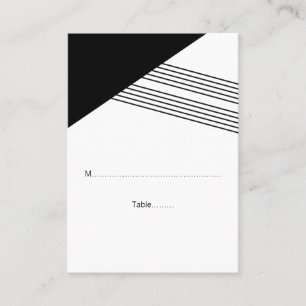 Black White Geometric Stripe Wedding Place Cards