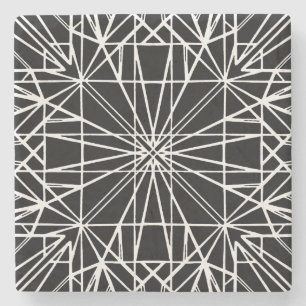 Black & White Geometric Symmetry Stone Coaster