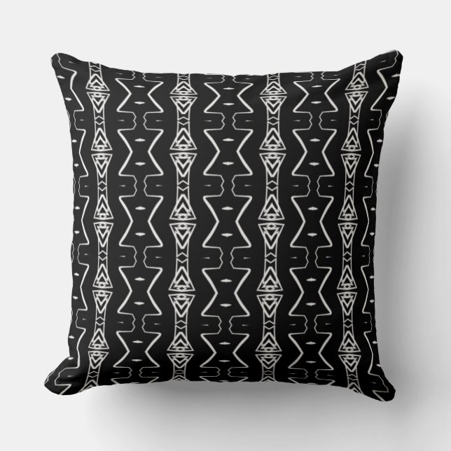 Black & White Geometric Triangles Cushion (Front)