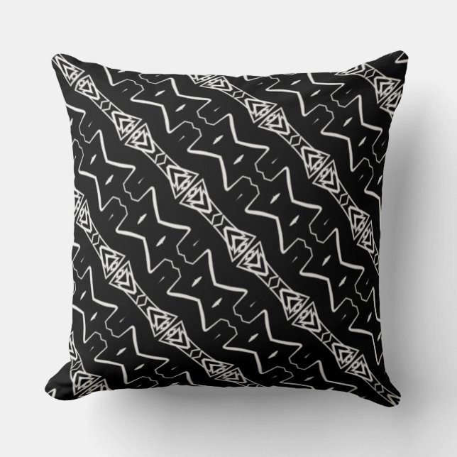 Black & White Geometric Triangles Throw Pillow 2 (Front)