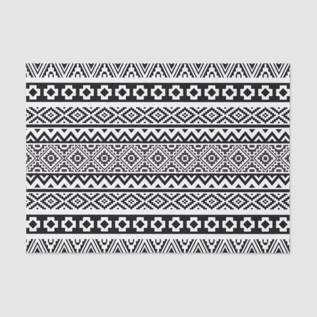 Black White Geometric Tribal Pattern Aztec Boho Tissue Paper (Front)