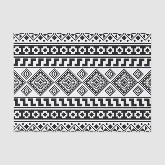 Black White Geometric Tribal Pattern Aztec Boho Tissue Paper (Front)