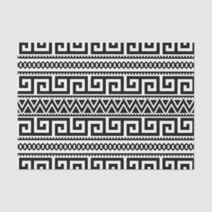 Black White Geometric Tribal Pattern Aztec Boho Tissue Paper