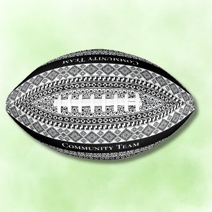 Black White Geometric Tribal Pattern Team Name Football