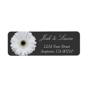 Black & White Gerbera Daisy Address Labels