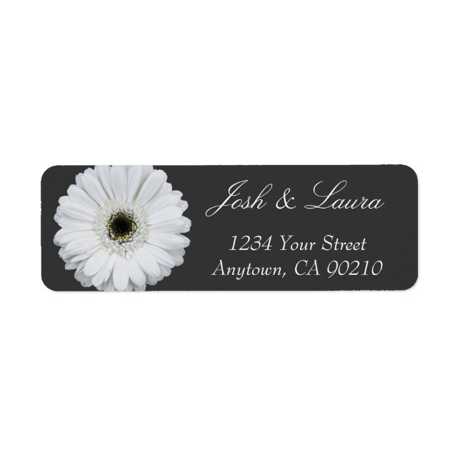 Black & White Gerbera Daisy Address Labels (Front)