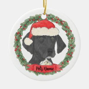 Black & White German Shorthaired Pointer Ceramic Tree Decoration