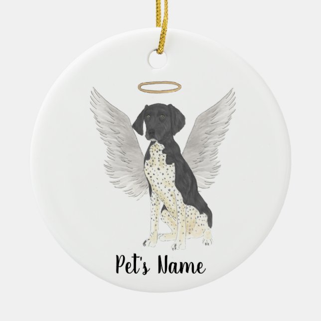 Black & White German Shorthaired Pointer Sympathy Ceramic Tree Decoration (Front)