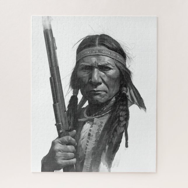 Black & White Geronimo Jigsaw Puzzle (Vertical)
