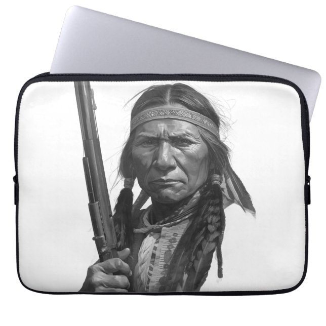 Black & White Geronimo Laptop Sleeve (Front)