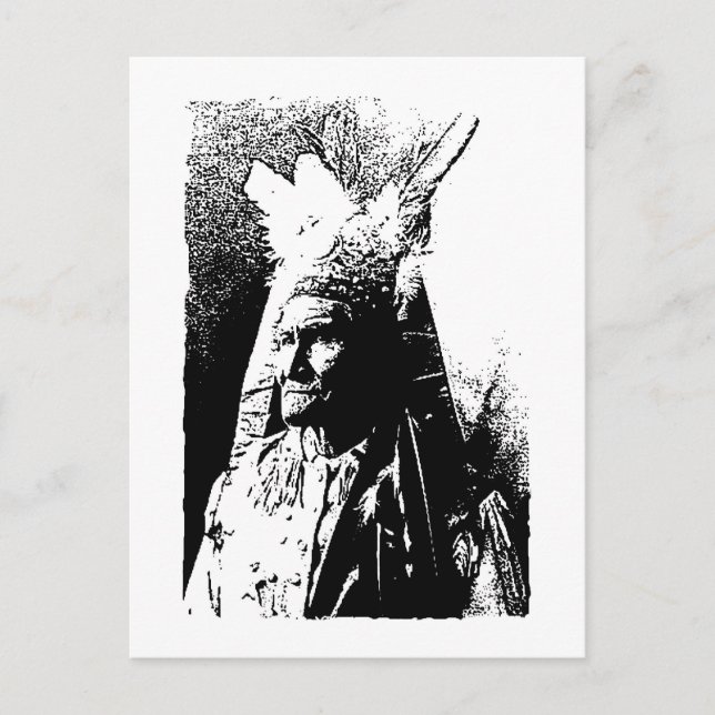 Black & White Geronimo Postcard (Front)