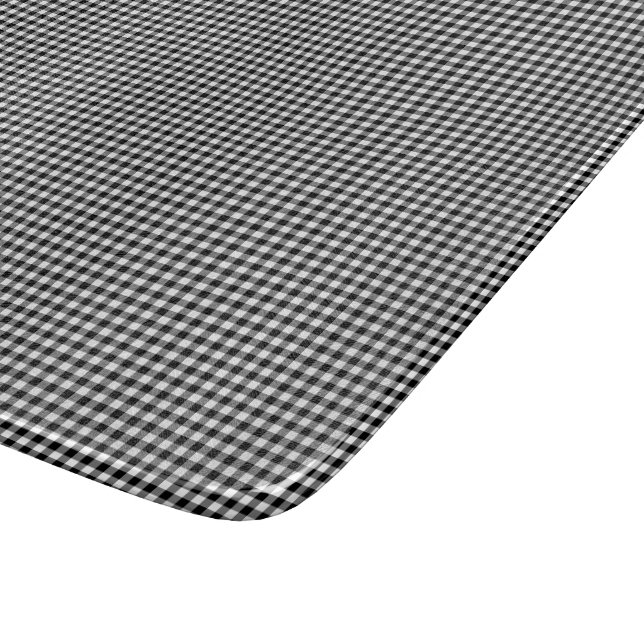 Black-White Gingham-6x7 GLASS CUTTING BOARD (Corner)