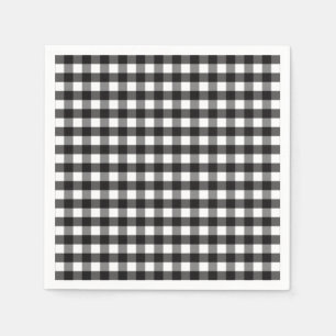 Black White Gingham Check Pattern Napkin