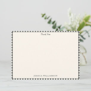Black White Gingham Elegant Simple Thank You Note Card