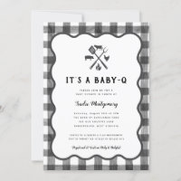 Black White Gingham Plaid Baby Q Baby Shower 
