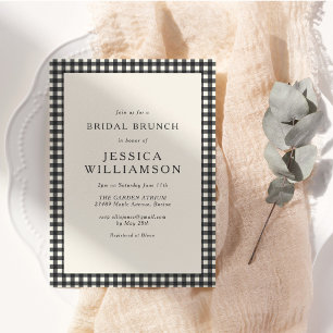 Black White Gingham Simple Chic Bridal Brunch Invitation