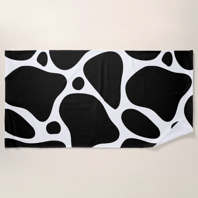 Black & White Giraffe Pattern Beach Towel (Front)