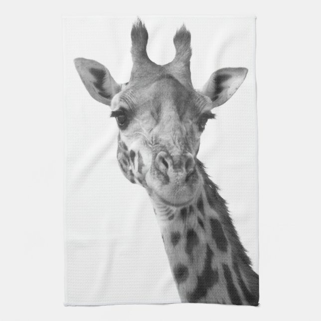 Black & White Giraffe Tea Towel (Vertical)