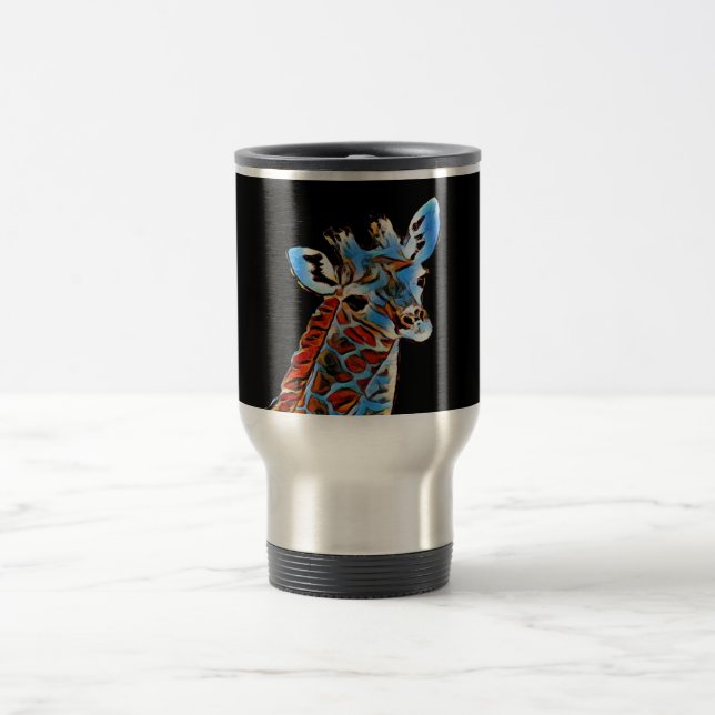 Black & White giraffe Travel Mug (Center)