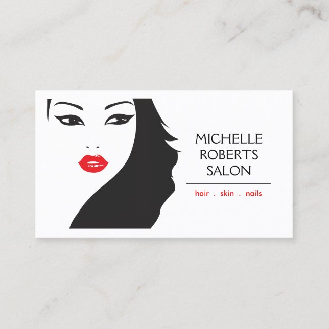 BLACK & WHITE GIRL - BEAUTY FASHION STYLE No. 1 Business Card (Front)