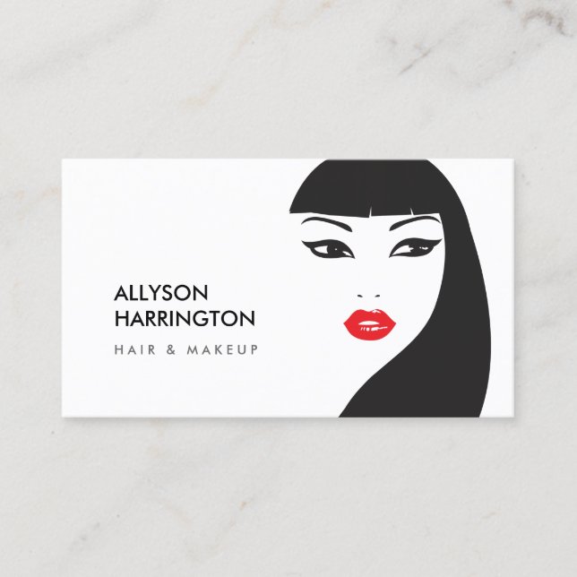 BLACK & WHITE GIRL - BEAUTY FASHION STYLE No. 4 Business Card (Front)