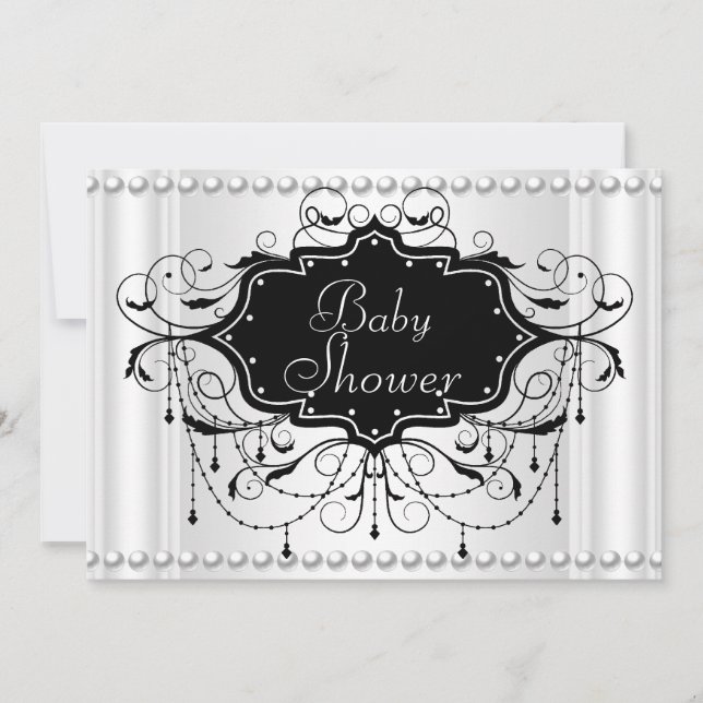 Black White Girl or Boy Baby Shower Baby Invitation (Front)