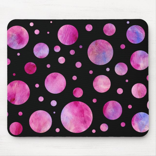 Black & White Girly Polka Dot Mousepad (Front)