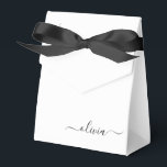Black White Girly Script Monogram Name Modern Favour Box<br><div class="desc">White and Black Sparkle Glitter Monogram Add Your Own Name Paper Party Gift Boxes This makes the perfect sweet 16 birthday,  wedding,  bridal shower,  anniversary,  baby shower or bachelorette party gift for someone that loves glam luxury and chic styles.</div>
