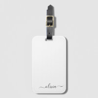 Black White Girly Script Monogram Name Modern