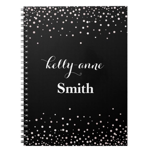 Black White Glitter Faux Foil Glamourous kraft Notebook (Front)