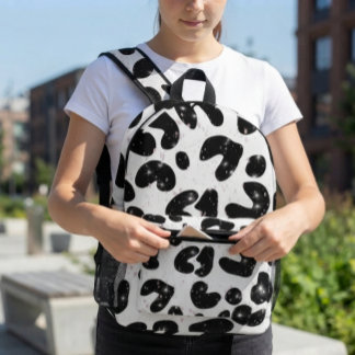 Black White Glitter Splatter Printed Backpack