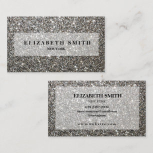 Black & White Glitter Texture Business Card