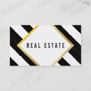 Black, white, gold business card