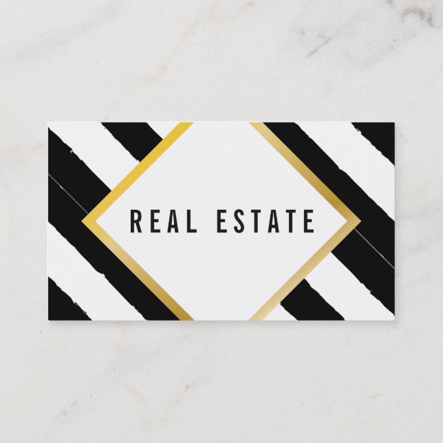 Black, white, gold business card (Back)