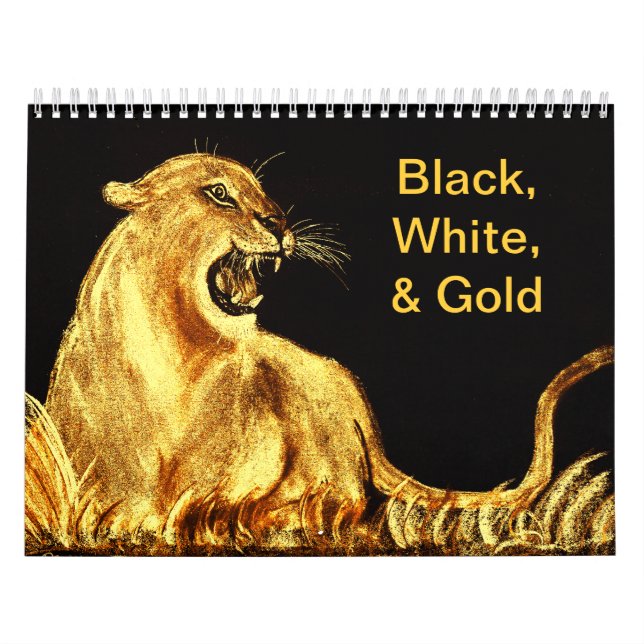 Black,White & Gold Calender Calendar (Cover)