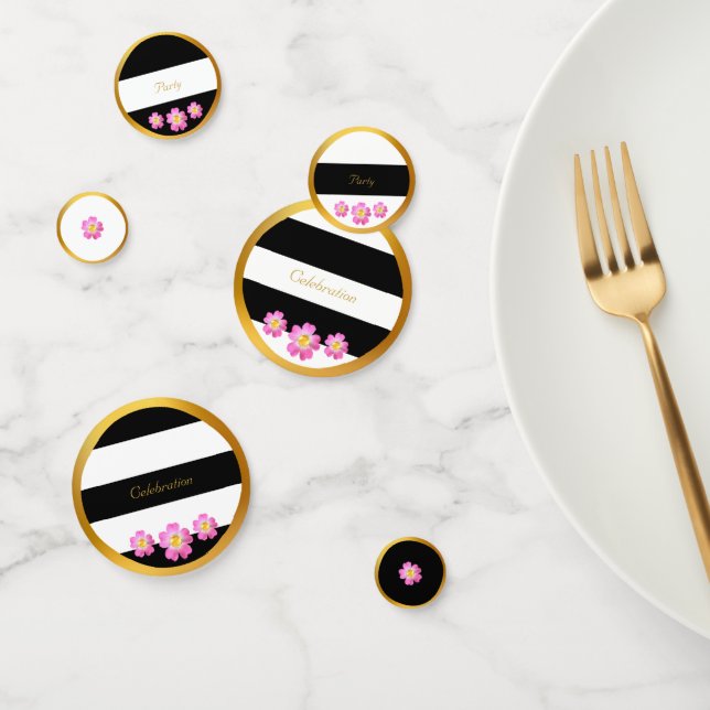 Black White Gold Celebration Confetti (Group)