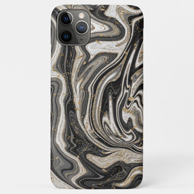 Black White & Gold Chic Swirl Modern Abstract Case-Mate iPhone Case (Back)