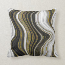 Black White & Gold Chic Swirl Modern Abstract Th